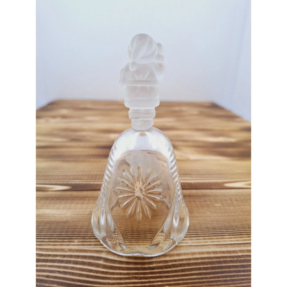 Glass Santa bell, Santa handle is frosted glass the bell has frosted‎ Santa Side